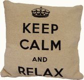 Keep calm and relax - Sierkussen - 45x45 cm - Naturel