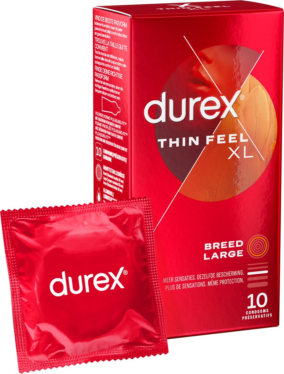 Bol.com Durex Condooms Thin Feel XL 10st - 6 Stuks - Voordeelverpakking aanbieding