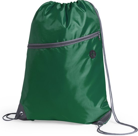 Sport gymtas/rugtas - groen - 34 x 44 cm - polyester - met rijgkoord en voorvakje