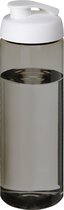 Sport bidon gerecycled kunststof - drinkfles - donkergrijs/wit - 850 ml - Sportfles/drinkfles