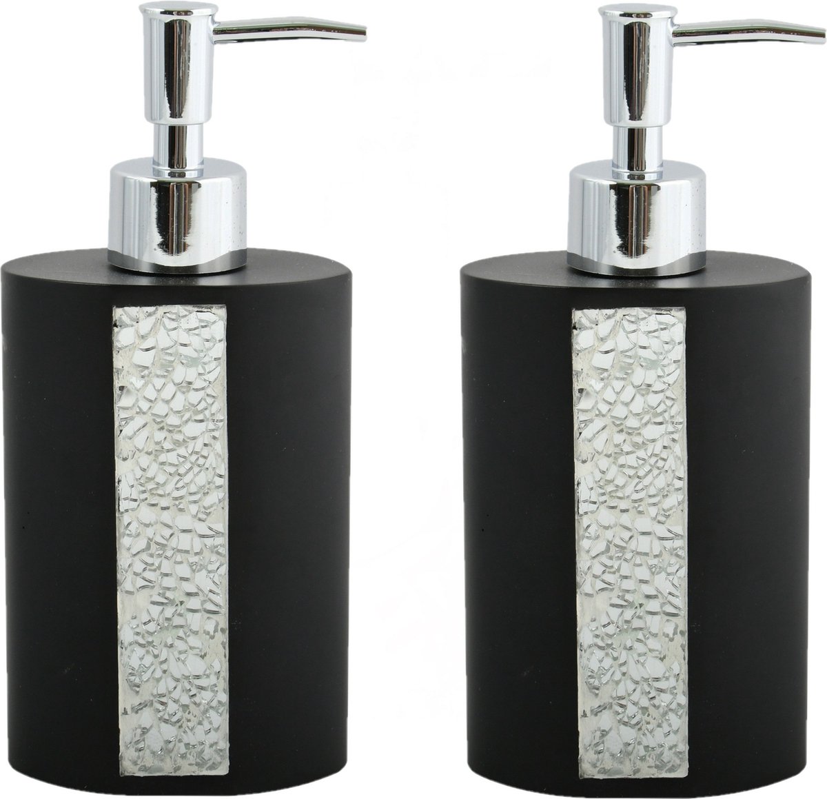 MSV Zeeppompje/dispenser - 2x - Luanda - kunststeen - zwart/zilver ...