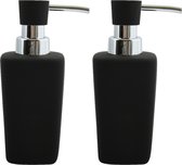 MSV Zeeppompje/dispenser - 2x - Haiti - keramiek - zwart/zilver - 6 x 15 cm - 240 ml