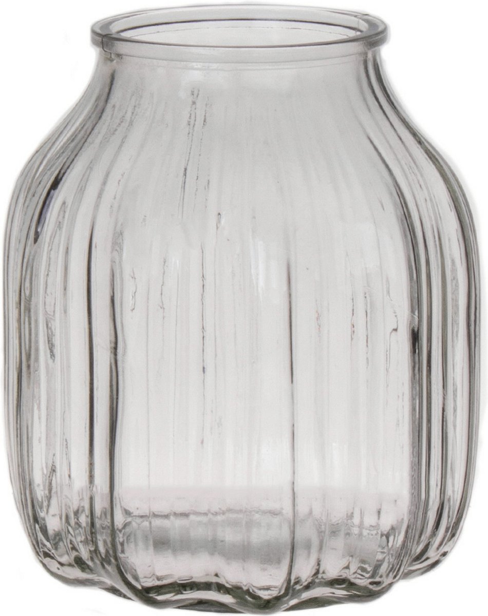 Bellatio Design Bloemenvaas klein - helder transparant glas - 14 x 16 cm - vaas