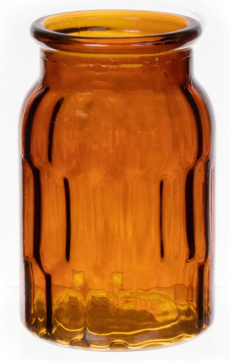 Bellatio Design Bloemenvaas - bruin - transparant glas - 12 x 18 cm - vaas