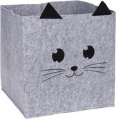 Opbergmand/kastmand vilt kinderkamer - dieren thema kat - 32 x 32 x 32 cm - Vakkenkast manden