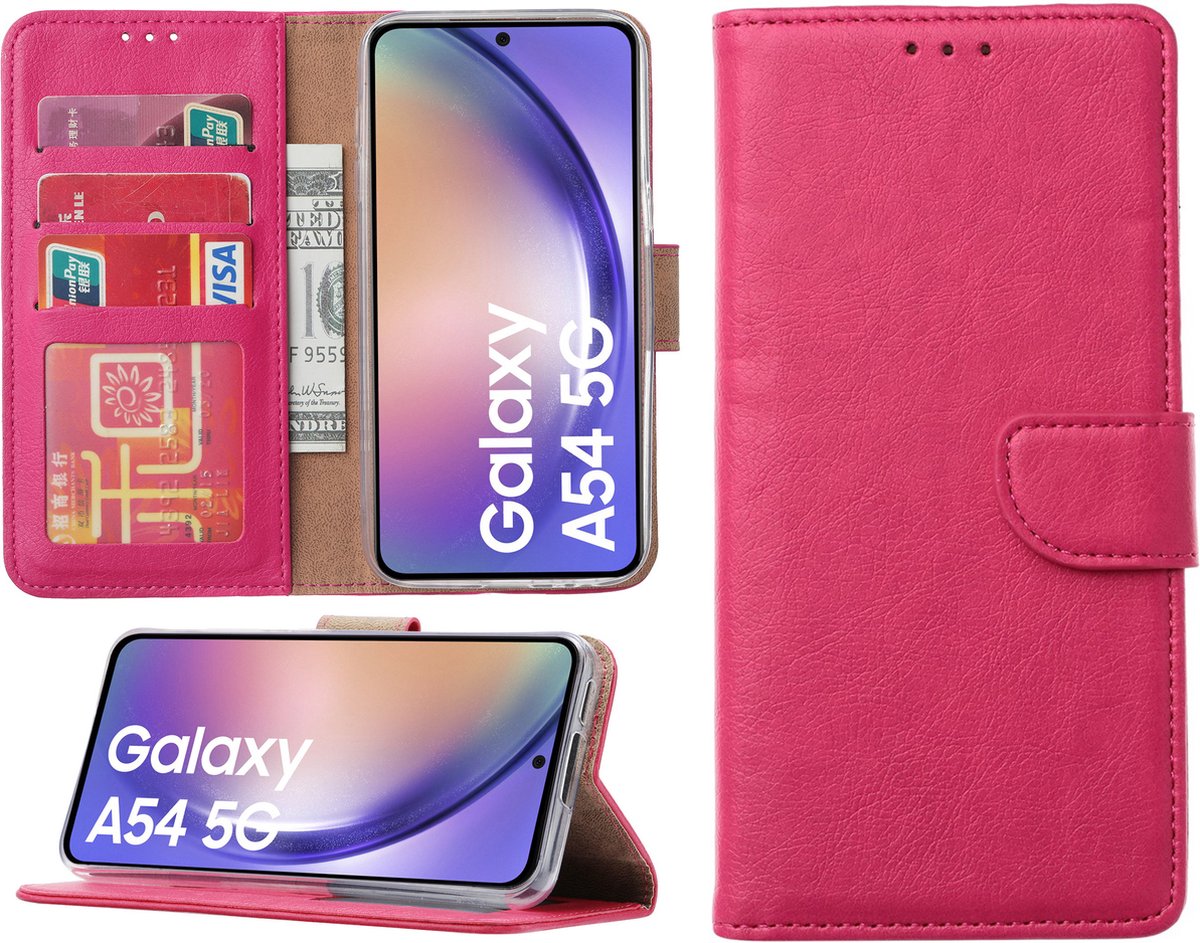 Samsung Galaxy A54 hoesje - Bookcase met pasjeshouder - Roze