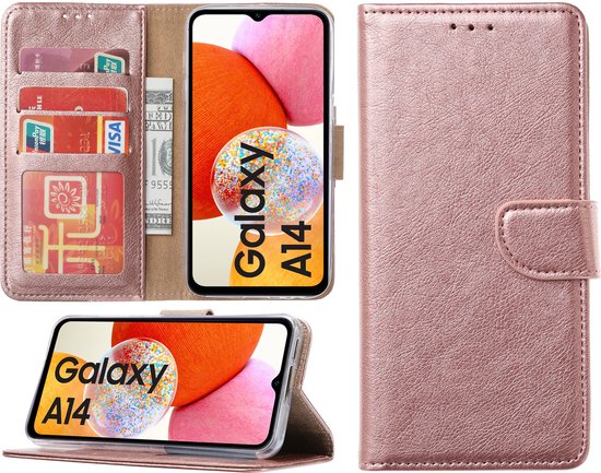 Coque Samsung Galaxy A14 - Bookcase avec porte-cartes - Or rose