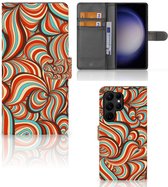 Telefoonhoesje Geschikt voor Samsung Galaxy S23 Ultra Book Case Retro