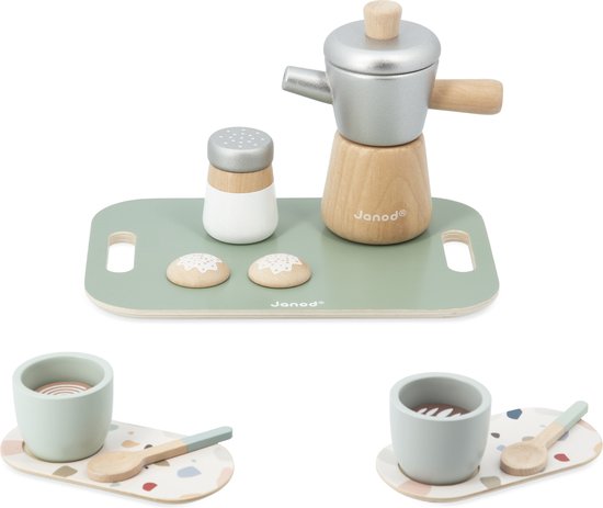 Janod In De Keuken - Italiaanse Koffiemaker - 13-Delige Houten Speelset - Imitatiespeelgoed Met Een Eigentijds Design - Geschikt Vanaf 2 Jaar van Janod — afbeelding 5