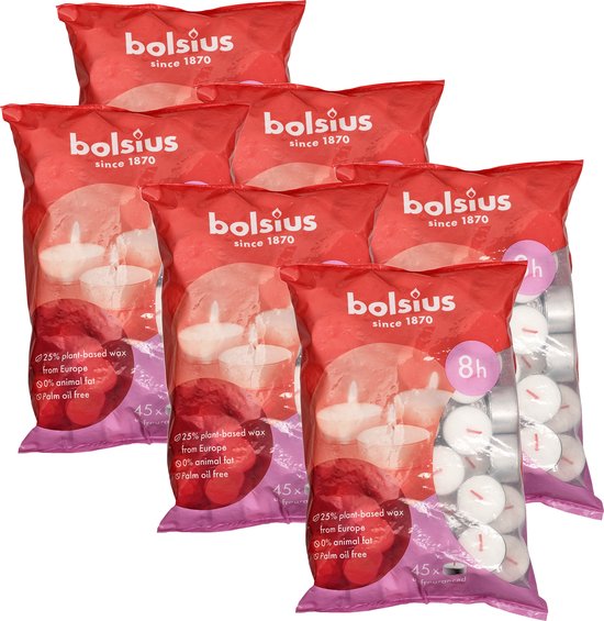 Bolsius - Bougies chauffe-plat chauffe-plat - Wit - 8 heures de combustion - 270 pièces