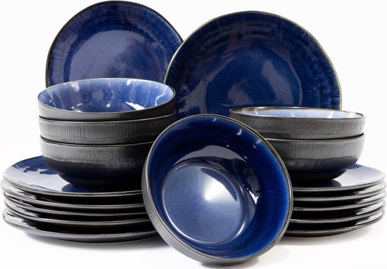 Tavola - Glaze - Ensemble de vaisselle - Blue marine - 18dl - Poterie de haute qualité