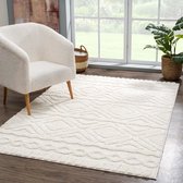 TAPIS CRÈME À PILE HAUTE SOLACE À CARREAUX