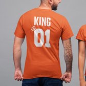 CE World Cup & King's Day T-shirt King Queen 01 (HOMMES - TAILLE 3XL) | Vêtements Oranje | Vêtements de fête