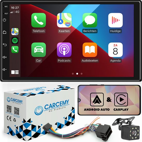 maak een foto Hulpeloosheid transmissie Universele Autoradio - Apple Carplay & Android Auto -Bluetooth - Navigatie  - Handsfree... | bol.com