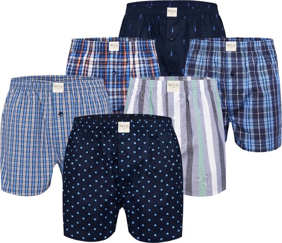 Phil & Co 6-Pack Wide Boxers Men Woven Katoen Multipack 6-Pack - Taille XL - Boxer ample homme