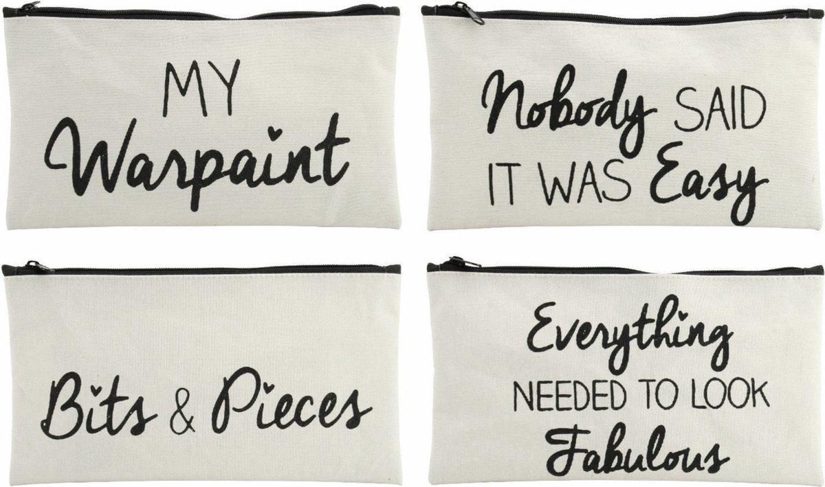 CGB GIFTWARE let’s make up Set of 4 Cosmetics Wash Bag Travel Work Perfect Lipstick My Face Glam