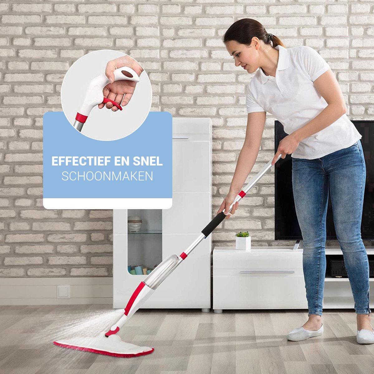 Vannons - Dweil - 2 in 1 Mop - Dweilsysteem - Dweil Met Spray functie - Dweilset - Dweilen zonder Emmer - Vloerreiniger thumbnail 3