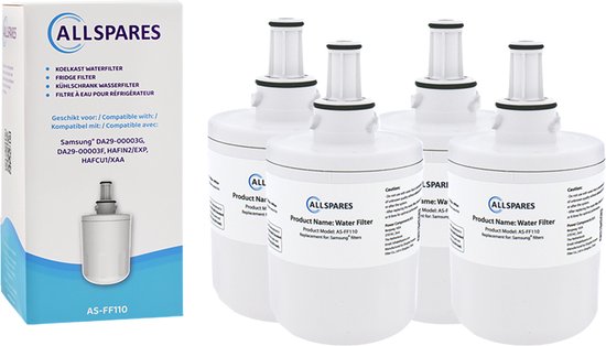 AllSpares Waterfilter (4x) voor koelkast geschikt voor Samsung DA29-00003F / DA29-00003G / HAFIN2