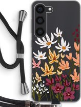 Case Company® - Hoesje met koord geschikt voor Samsung Galaxy S23 hoesje met Koord - Painted wildflowers - Telefoonhoesje met Zwart Koord - Bescherming aan alle Kanten en Over de Schermrand