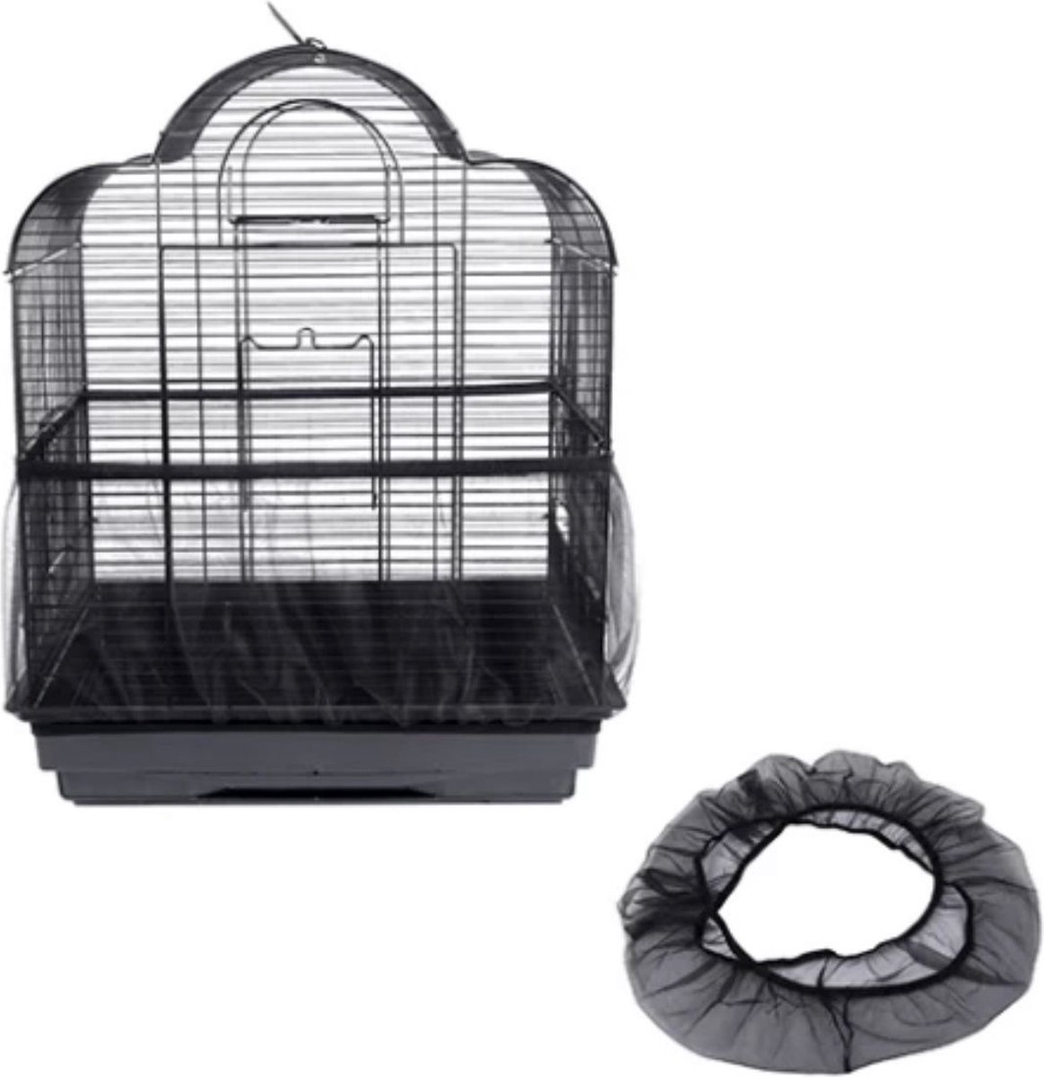 Akyol - Vogelkooi net - Opvang net - LET OP ! GEEN VOGELKOOI ERBIJ - Vogelkooi - zwarte vogelkooi net - vogelkooi zaadvanger vogelkooi - vogelzaadvanger zwart - vogel opvang net thumbnail 2