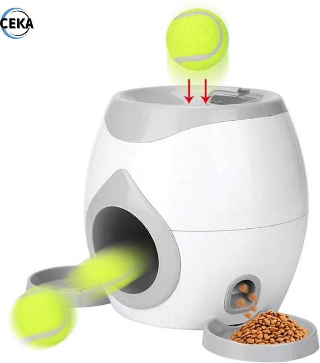 Ceka - hondspeelgoed - met voer / beloning systeem - honden speelgoed intelligentie - inclusief 2 tennisbalen + voerschep