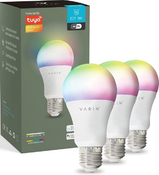 Lampe LED Smart VARIN E27 - 9W - Contrôle via application - Commande vocale - Éclairage intelligent - Google Home et Amazon Alexa - tuya wifi - Veilleuse - Siècle des Lumières chambre d'enfant, chambre, salon
