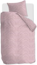 Knusse katoen dekbedovertrek Gebreid Strepen lila - eenpersoons (140x200/220) - fijn geweven en hoogwaardig - unieke dessin