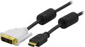 Deltaco HDMI-113 HDMI naar DVI Kabel - HD/60Hz - 3 meter - Zwart/Wit