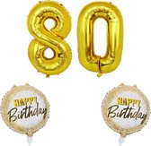 80 Jaar Verjaardag Versiering - XL Cijfers 80cm - Verjaardag Ballonnen- Goud