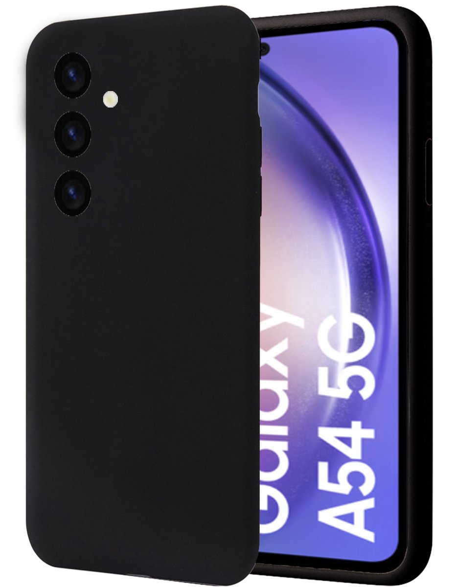 Geschikt voor Samsung A54 Hoesje - Suède Back Cover Case Zwart