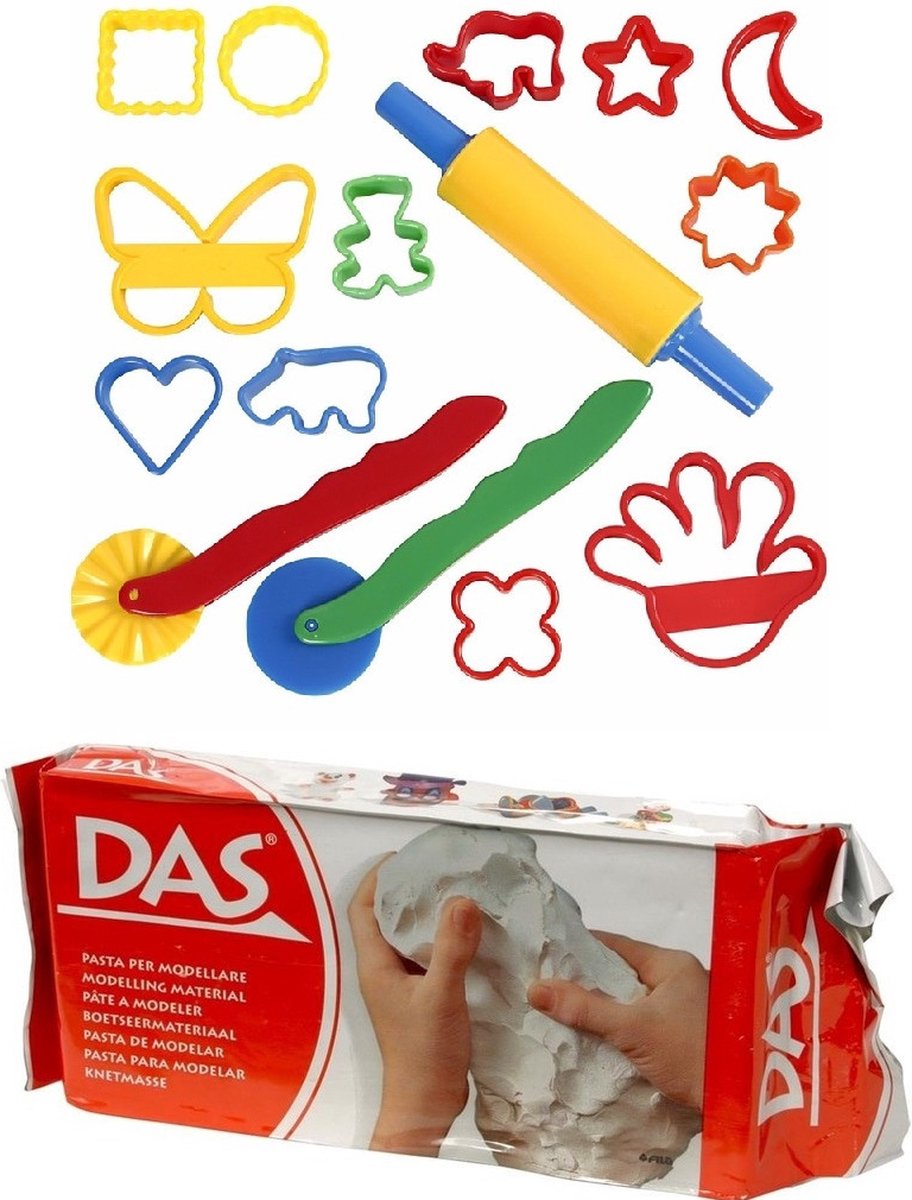 Speelgoed klei combi pakket van 1 kilo witte klei met 15-delige kleivormen set - Originele kinderen cadeaus
