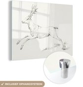 MuchoWow® Glasschilderij 120x90 cm - Schilderij acrylglas - Springend hert, naar links - schilderij van Jean Bernard - Foto op glas - Schilderijen