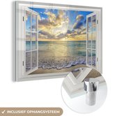 MuchoWow® Glasschilderij 60x40 cm - Schilderij acrylglas - Doorkijk - Water - Zee - Foto op glas - Schilderijen