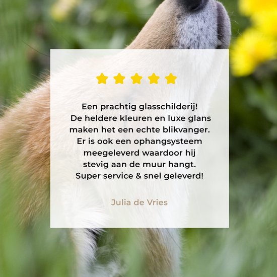 MuchoWow® Peinture sur Verre - Renard - Fleurs - Jaune - 90x60 cm - Peintures sur Verre Acrylique - Photo sur Glas