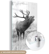 Peinture sur verre - Cerf rugissant - noir et blanc - 60x90 cm - Peintures sur Verre Peintures - Photo sur Glas