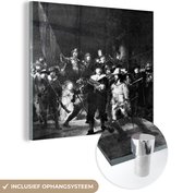 Peinture sur verre - La ronde de Nachtwacht - Peinture de Rembrandt van Rijn - noir et blanc - 20x20 cm - Peintures sur verre acrylique - Photo sur Glas