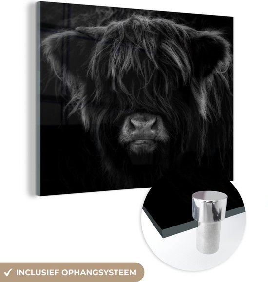 Peinture sur verre - Portrait sombre montagnard écossais - noir et blanc - 120x90 cm - Peintures sur Verre Peintures - Photo sur Glas