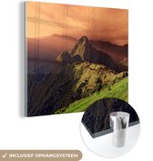 Peinture sur Verre - Pérou - Machu Picchu - Coucher de Soleil - 90x90 cm - Peintures sur Verre Peintures - Photo sur Glas