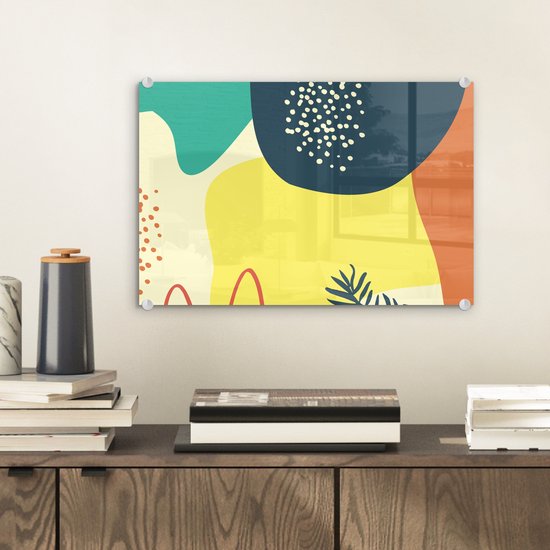 MuchoWow® Peinture sur Verre - Été - Formes - Abstrait - 30x20 cm - Peintures sur Verre Acrylique - Photo sur Glas