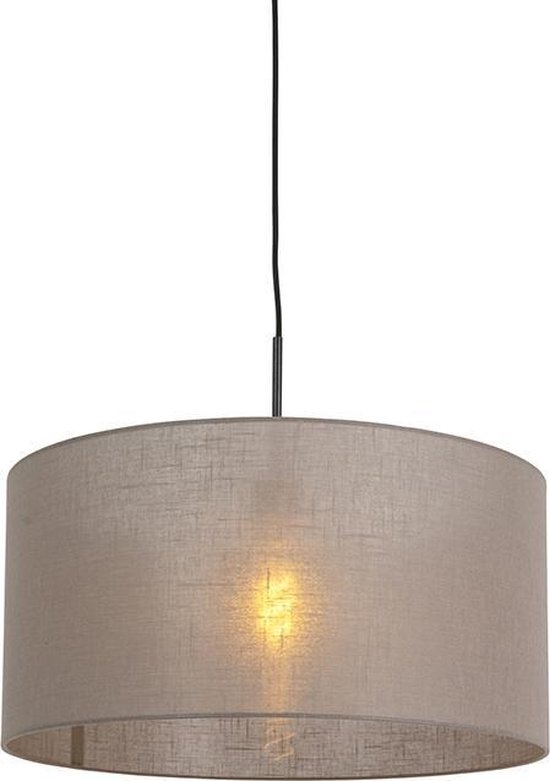 QAZQA combi - Moderne Hanglamp met kap - 1 lichts - Ø 500 mm - Taupe - Woonkamer | Slaapkamer | Keuken