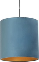 QAZQA combi - Klassieke Hanglamp met kap - 1 lichts - Ø 400 mm - Blauw - Woonkamer | Slaapkamer | Keuken