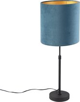 QAZQA parte - Klassieke Tafellamp met kap - 1 lichts - H 741 mm - Zwart Goud - Woonkamer | Slaapkamer | Keuken