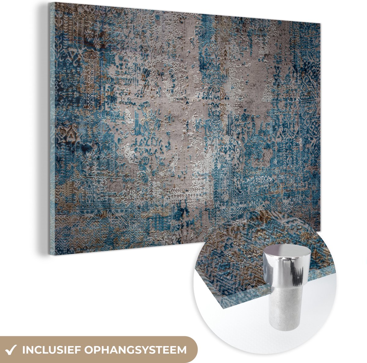 ® Glasschilderij 60x40 cm - Schilderij acrylglas - Tapijt Woonkamer - Vloerkleed - Patronen - Foto op glas - Muurdecoratie woonkamer - Wanddecoratie slaapkamer - Schilderijen