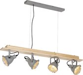 QAZQA antigo - Industriele Hanglamp voor boven de eettafel | in eetkamer - 4 lichts - L 1000 mm - Grijs - Industrieel -  Woonkamer | Slaapkamer | Keuken