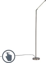 QAZQA berdien fl - Moderne LED Dimbare Vloerlamp | Staande Lamp met Dimmer - 1 lichts - H 1630 mm - Staal -  Woonkamer