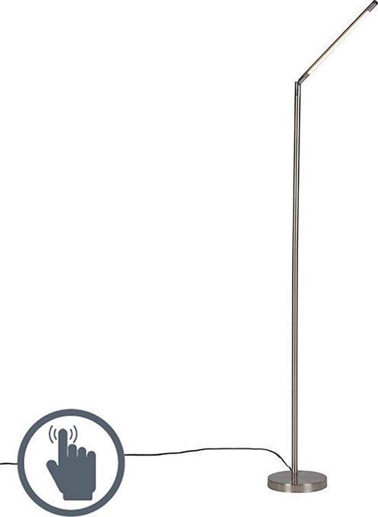 QAZQA berdien fl - Moderne Dimbare LED Vloerlamp | Staande Lamp met Dimmer - 1 lichts - H 1630 mm - Staal - Woonkamer