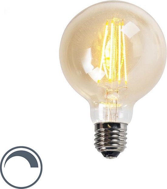 LUEDD E27 dimbare LED lamp G95 goud 450 lm 2200K | bol.com
