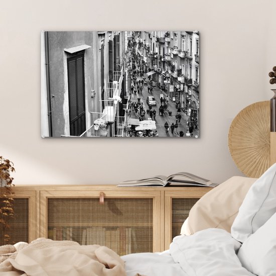 MuchoWow® Peinture sur Verre - Naples d'en haut - noir et blanc - 60x40 cm - Peintures sur Verre Acrylique - Photo sur Glas