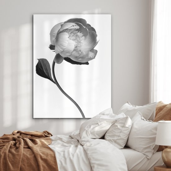 Peinture sur verre - Pivoine - noir et blanc - 90x120 cm - Peintures sur Verre Peintures - Photo sur Glas