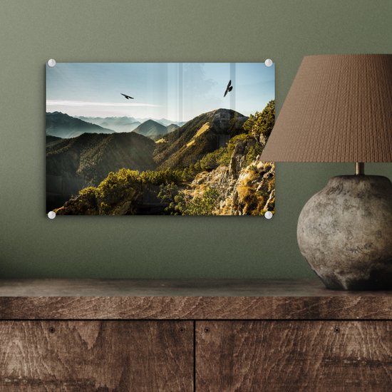 Peinture sur verre - Alpes - Vogels - Forêt - 30x20 cm - Peintures acryliques - Photo sur Glas